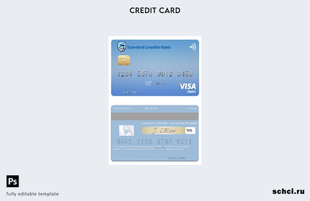 цифровая загрузка шаблона дебетовой карты Visa Lesotho Standard Lesotho Bank